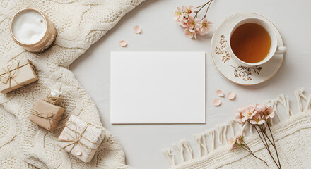 Calm and cozy flat lay