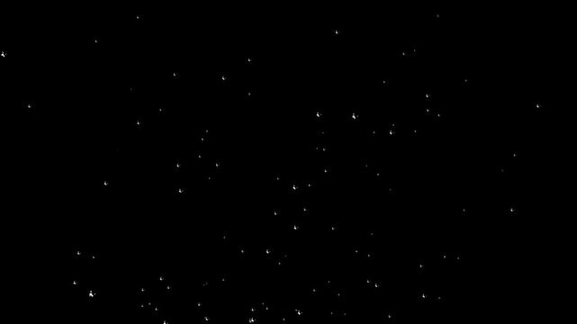 dust particles over black background overlay, Loop white dust stars particles animation motion flying on black abstract Background. small atomic dots debris particles flying