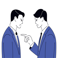 Fototapeta premium Business Conflict Illustration – Angry Businessmen Arguing Face to Face Vector