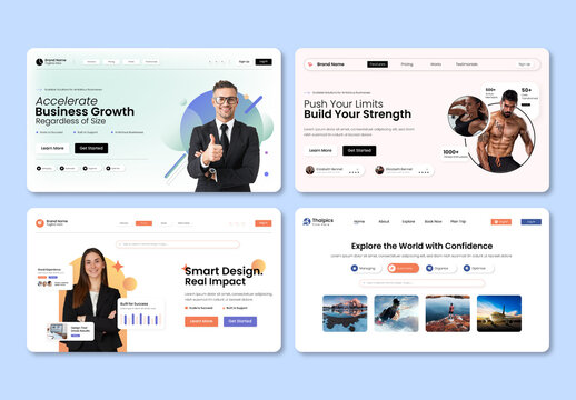 Landing Page Hero Section Design Set
