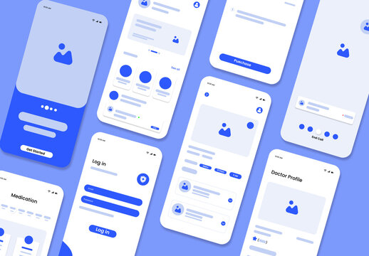 Medical Health Mobile App Wireframe