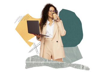 Creative design on the topic of women's work and career growth.