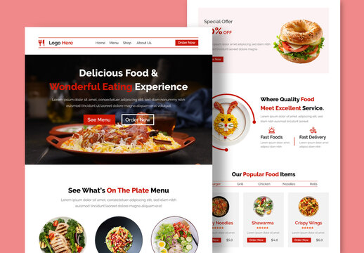 Delicious Food Landing Page Design