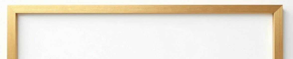 Naklejka premium Simple gold wooden frame, clean lines, white backdrop , picture frame template, photo frame