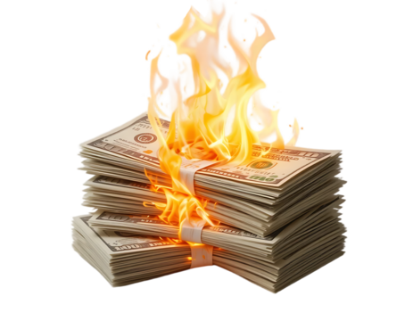 Burning Money A Visual Metaphor of Financial Loss and Waste