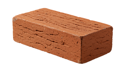 Close up view of a single red brick showing texture and surface details