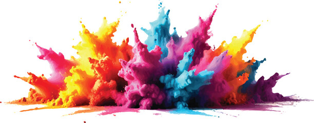 Multicolor powder explosion on White background. Colored cloud. Colorful dust explode. Paint Holi. colorful rainbow Holi paint color powder explosion with bright colors isolated white background.
