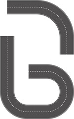 Fototapeta premium Wavy Curved Road. Top view. Flat vector illustration isolated on white background.