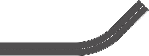 Wavy Curved Road. Top view. Flat vector illustration isolated on white background.