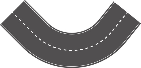 Obraz premium Wavy Curved Road. Top view. Flat vector illustration isolated on white background.