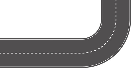 Wavy Curved Road. Top view. Flat vector illustration isolated on white background.