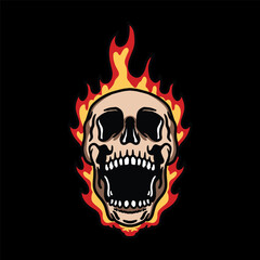 skull with flames