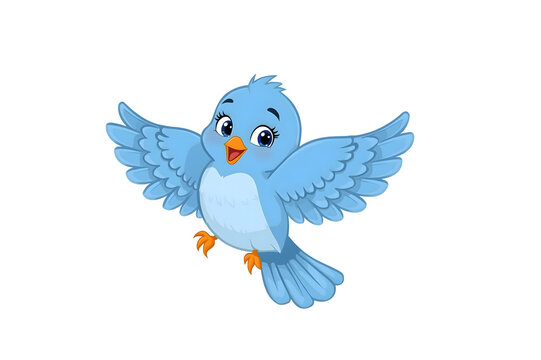Cartoon blue bird in flight