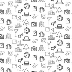 Travel pattern line elements pattern background design template