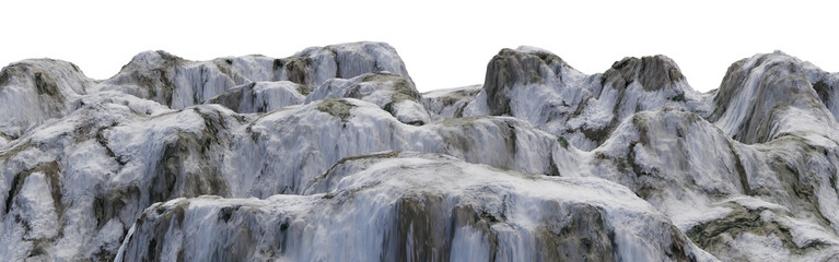 Ice snow mountain with isolated on transparent background. PNG file, 3D rendering , Clip art and cut out	