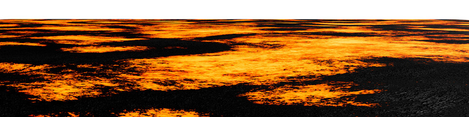 Lava and magma ground during a volcanic eruption, PNG file, 3D rendering illustration