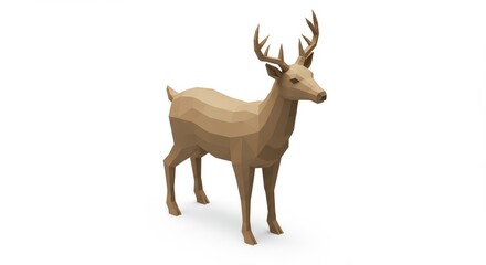 Fototapeta premium Low-Poly Stag: A 3D Rendered Buck