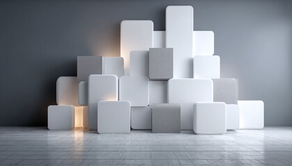 Fototapeta premium Abstract White and Gray Blocks Background