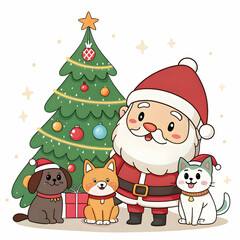 "Magical Christmas Santa Illustration &ndash; Festive Holiday Artwork for Winter Celebrations"