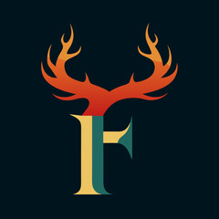 Antler letter f logo design graphic
