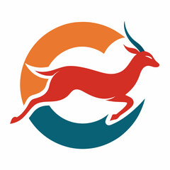 Abstract red antelope logo design in a circle © Niranjon