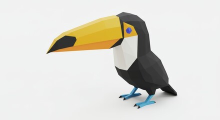 Naklejka premium Low Poly Toucan Bird: 3D Model Render