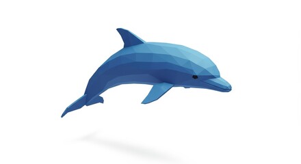 Fototapeta premium Low Poly Dolphin Leaping: A Digital 3D Model