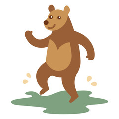 Beary Good Time Witnessing an Amused Bear Engaging in a Hilarious Mud Dance, Covered in Splatters.eps