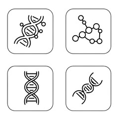 Genetic black vector outline icons set 