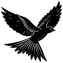 Cuckoo in mid-flight silhouette