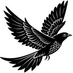 Cuckoo in mid-flight silhouette