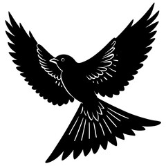 Cuckoo in mid-flight silhouette