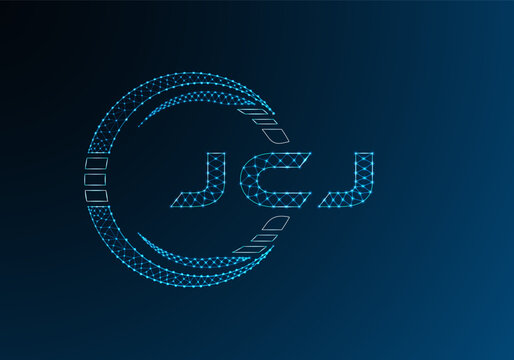 JCJ low poly letter logo vector design. JCJ lower poly logo design. Low poly logo.