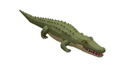 Obraz premium Low Poly Alligator 3D Model Render