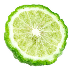 fresh bergamot fruit half isolated on white background