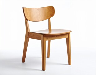 A simple wooden chair with a curved backrest and clean, minimalist design.