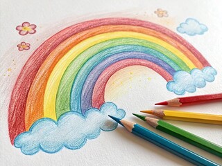 Rainbow pencil drawing