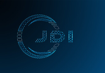 JDI low poly letter logo vector design. JDI lower poly logo design. Low poly logo.