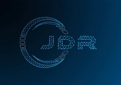 JDR low poly letter logo vector design. JDR lower poly logo design. Low poly logo.