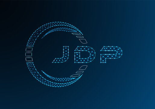 JDP low poly letter logo vector design. JDP lower poly logo design. Low poly logo.