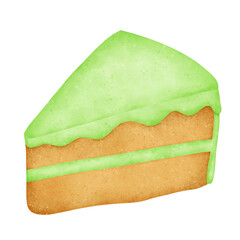 Green cake cartoon watercolor 