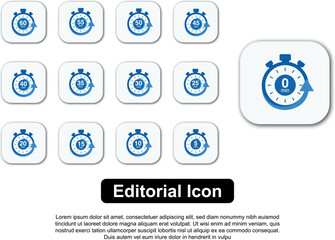 Illustration Vector Icon Stopwatch Time Blue. Stopwatch shows intervals ranging from 0 to 60 minutes