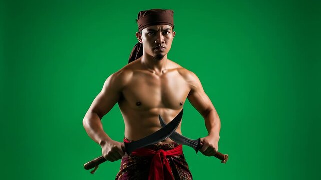 Man with knives cultural costume