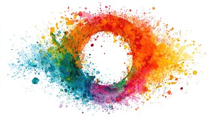 Vibrant circle framed by colorful splashes