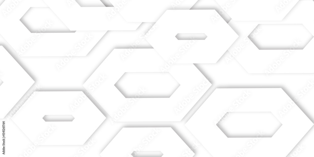 Poster clean white background featuring overlapping hexagons, creating a modern and clean design element ef