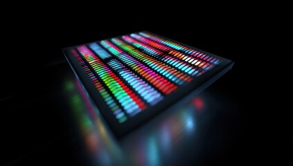 LED panel featuring flashing multi-colored LED lights in 3D, enhancing the dynamic digital look.