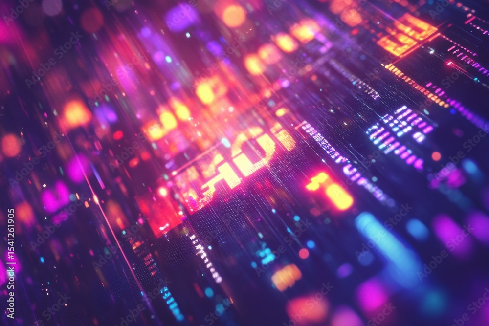 Fototapete glitch effect digital background showcasing vibrant internet text in a captivating display, internet