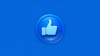 Obraz premium A pink thumbs-up icon, power button on blue background, 4K and HD image