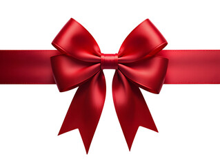 Fototapeta premium Realistic red satin bow with ribbon isolated on transparent background