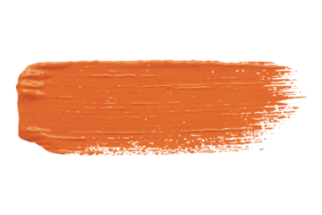 Orange paint stroke texture isolated on transparent background